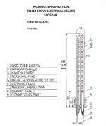 Orginal tvornički grijač-upaljač za potpalu peleta EcoSpar i Centrometal fi14x135mm  250W- za sve toplozračne modele - Slika 2
